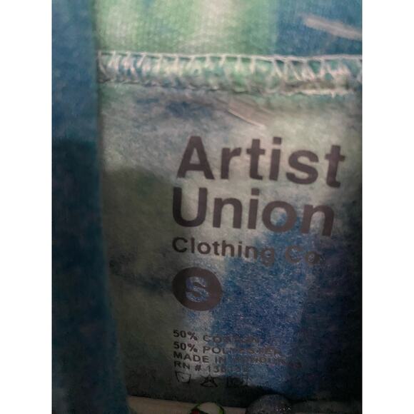 Artist Union Sweatshirt Small Tie Dye Teals - Picture 2 of 6
